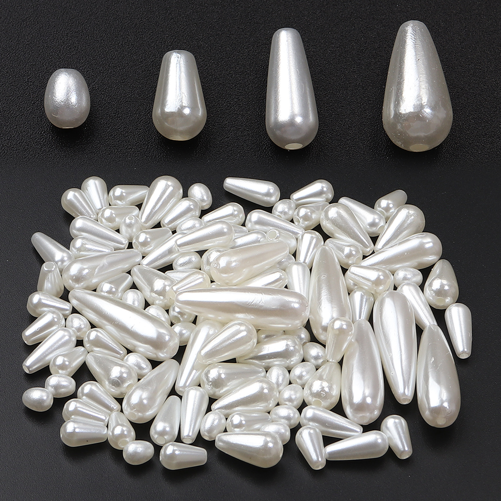 Vintage Collectible Item - 30-500pcs/lot Biege Waterdrop Shape ABS Pearl