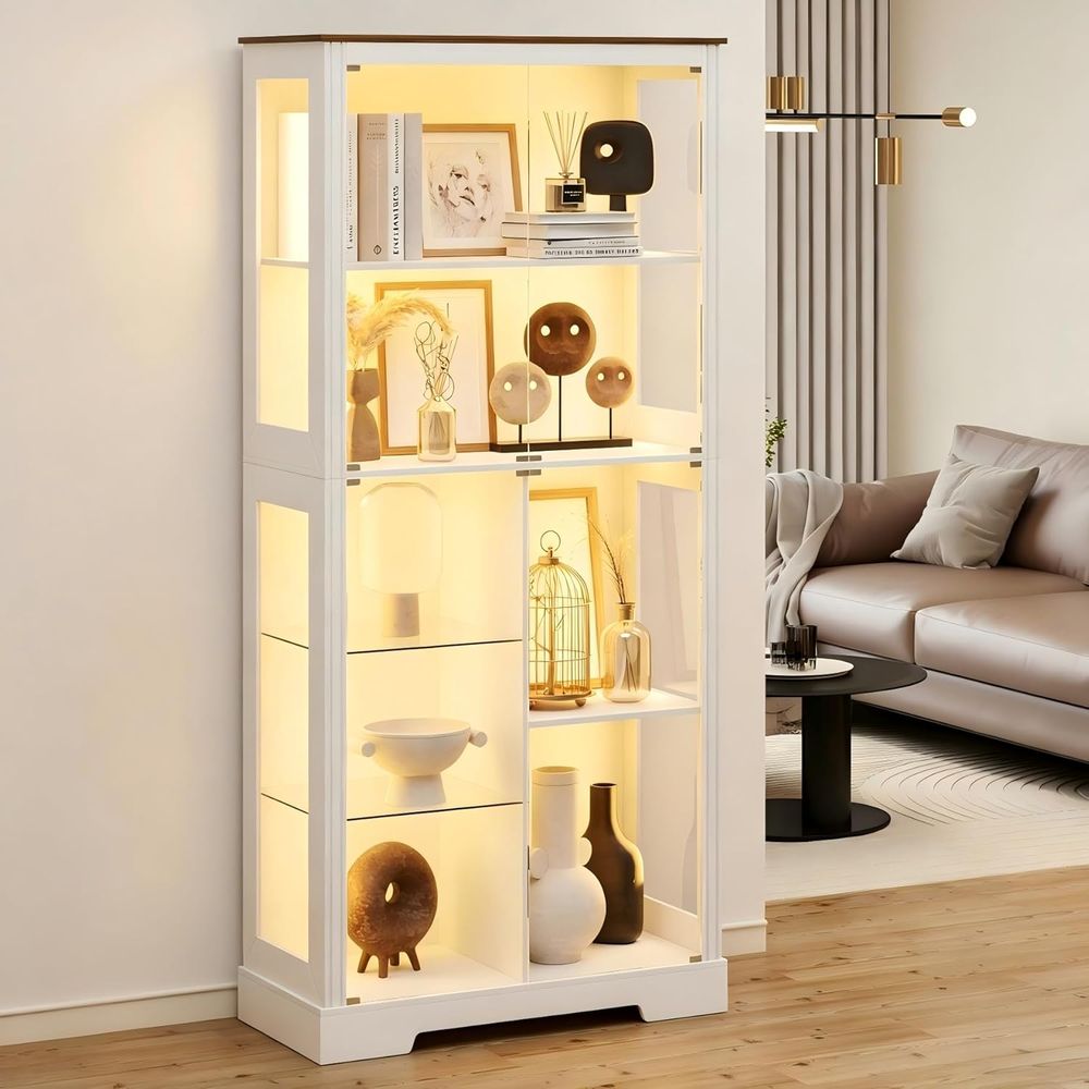 Collectible Collection - 7-Tier Glass Display Cabinet with Human