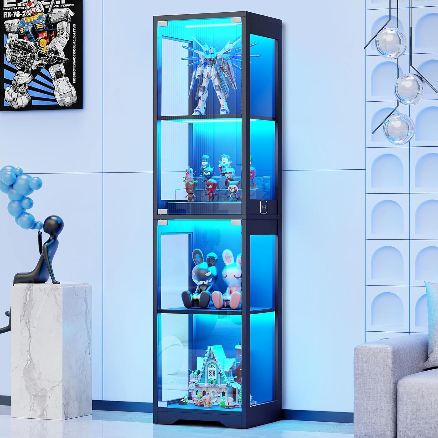 Glass Display Cabinet with 3 C - Collectible Collection reseña y precio