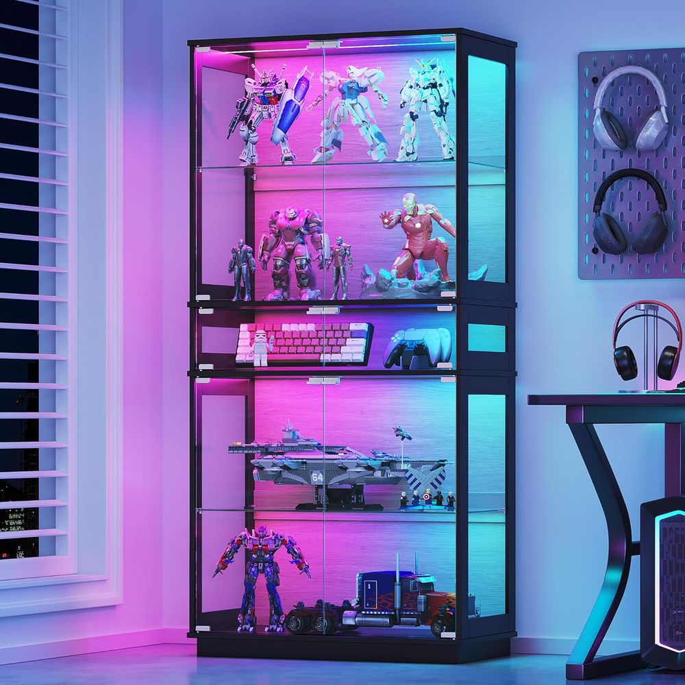5-Tier LED Lighted Glass Displ - Collectible Collection reseña y precio