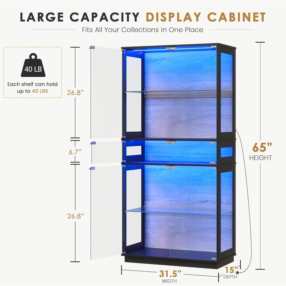 5-Tier LED Lighted Glass Displ - Collectible Collection reseña y precio