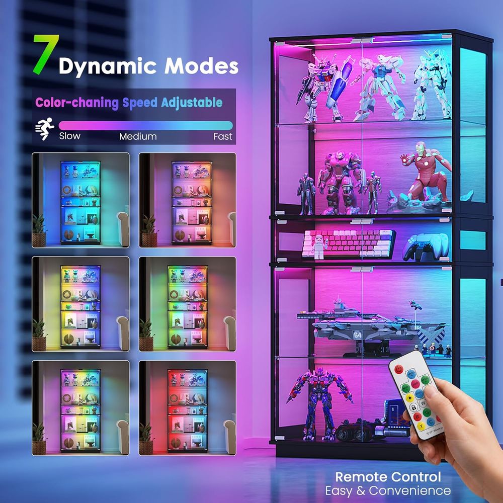 5-Tier LED Lighted Glass Displ - Collectible Collection reseña y precio