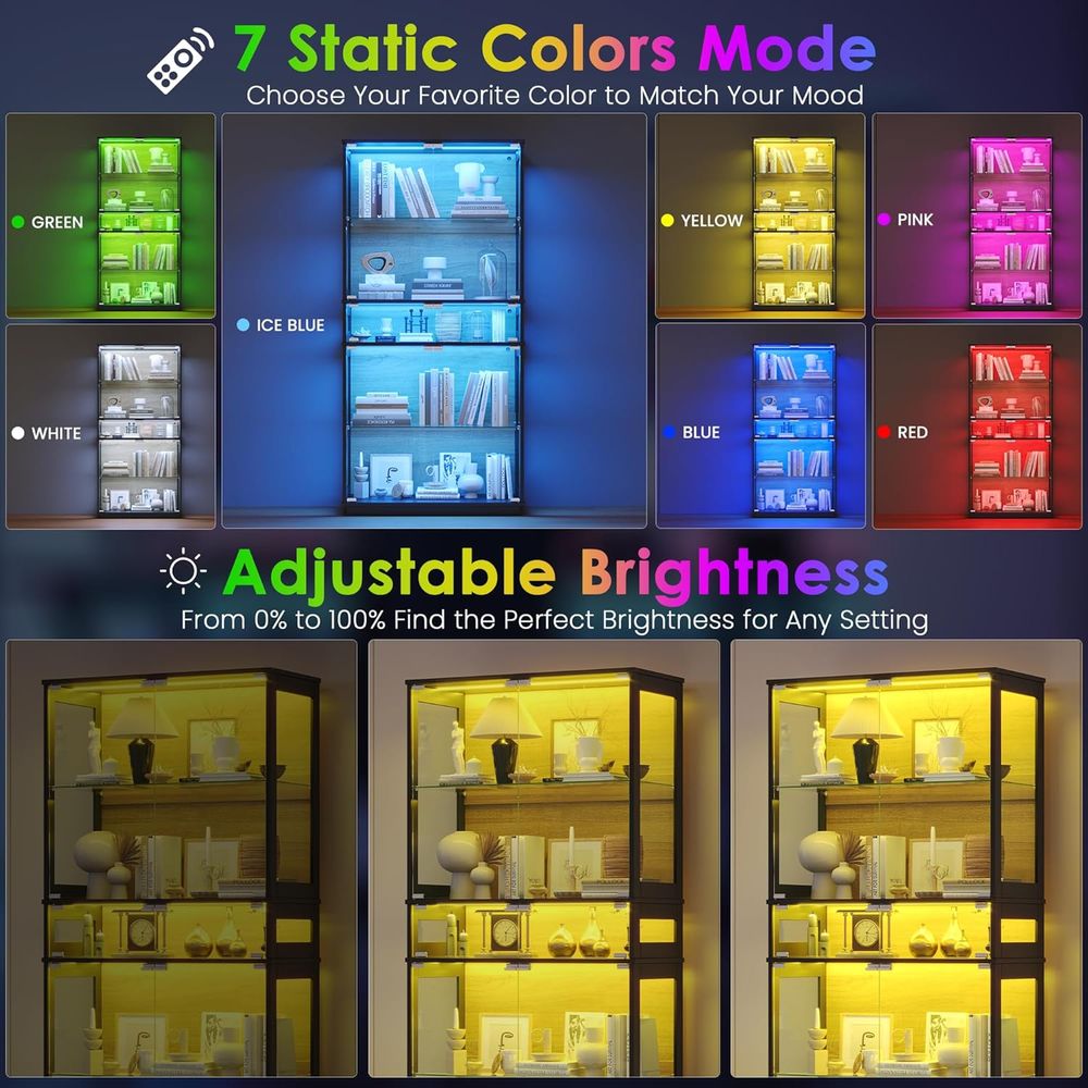 5-Tier LED Lighted Glass Displ - Collectible Collection reseña y precio