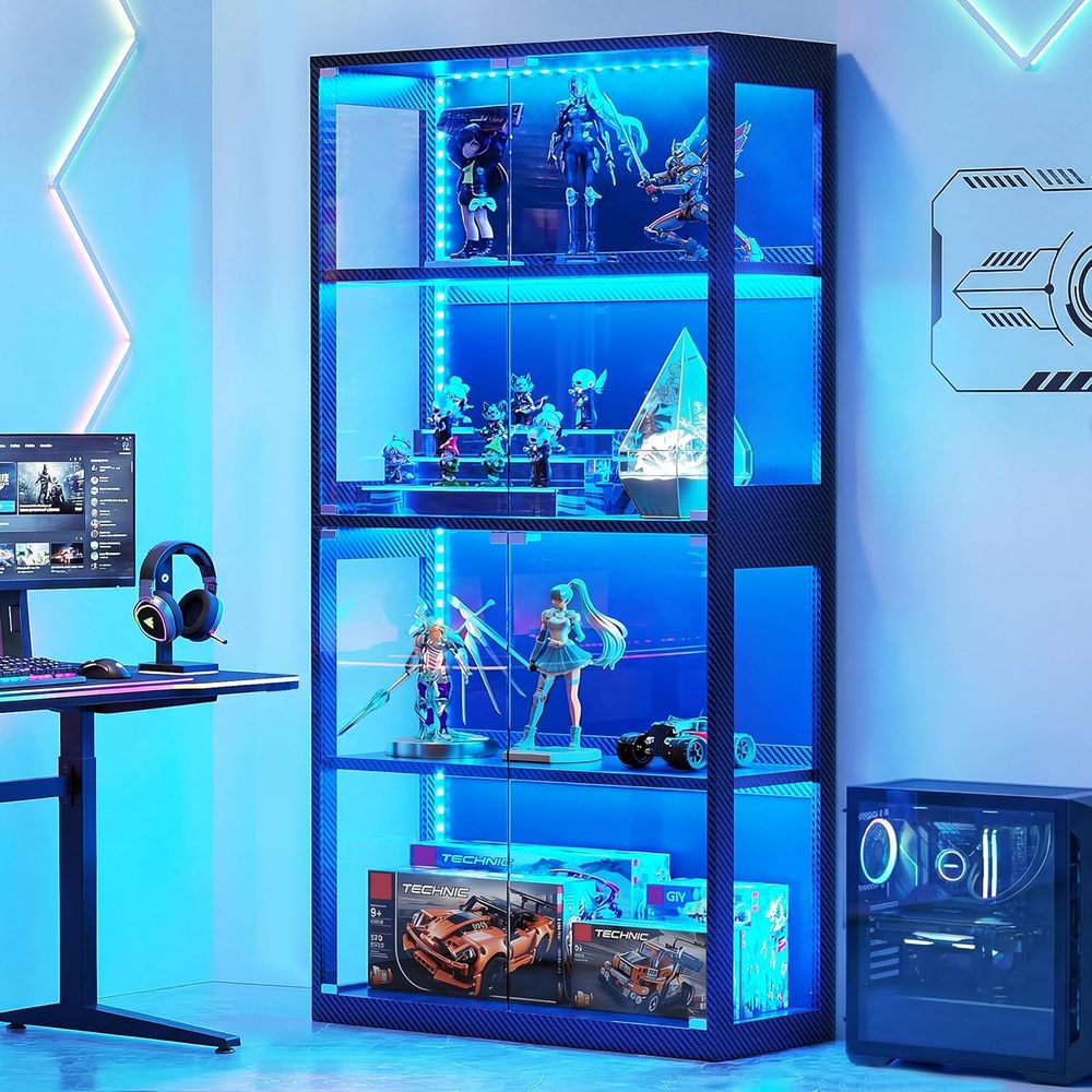 4-Tier Glass Display Cabinet w - Collectible Collection reseña y precio