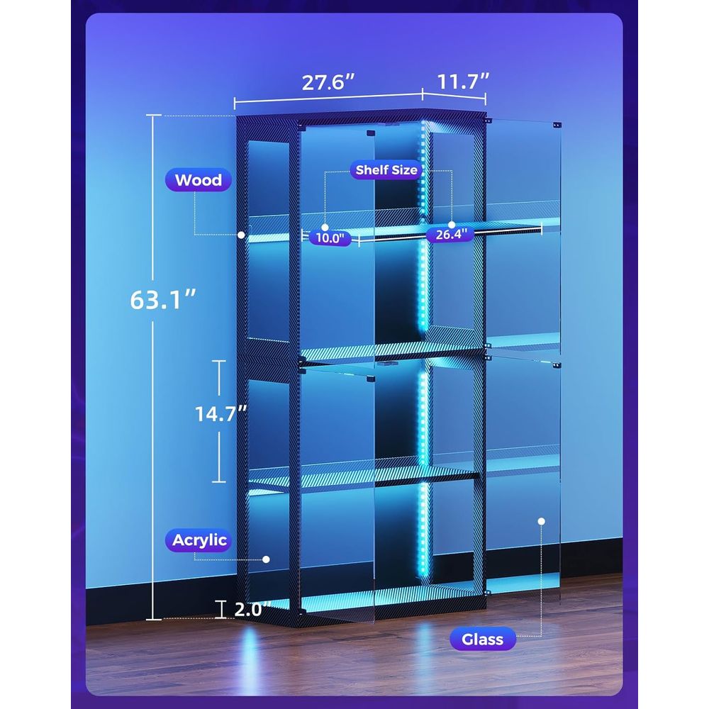 4-Tier Glass Display Cabinet w - Collectible Collection reseña y precio