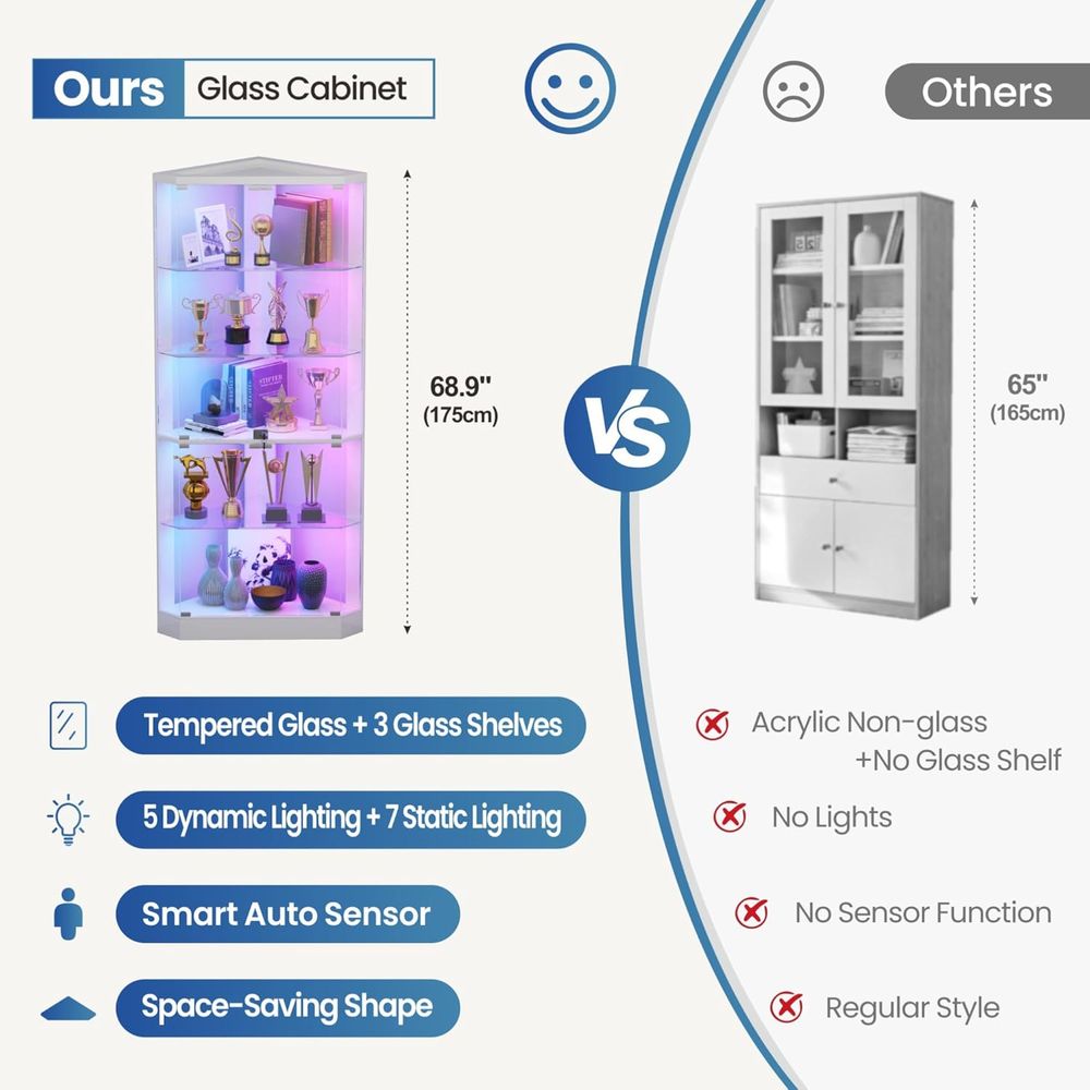5-Tier White Display Cabinet w - Collectible Collection reseña y precio