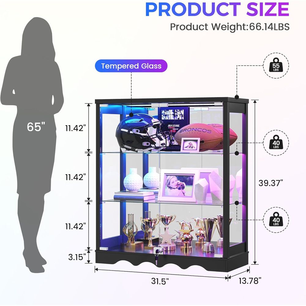 39 Tall Glass Curio Cabinet wi - Collectible Collection reseña y precio