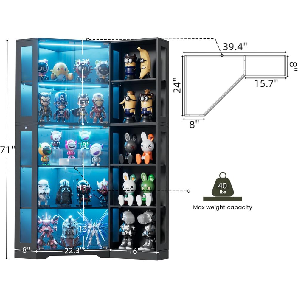 5-Tier LED Lighted Glass Displ - Collectible Collection reseña y precio