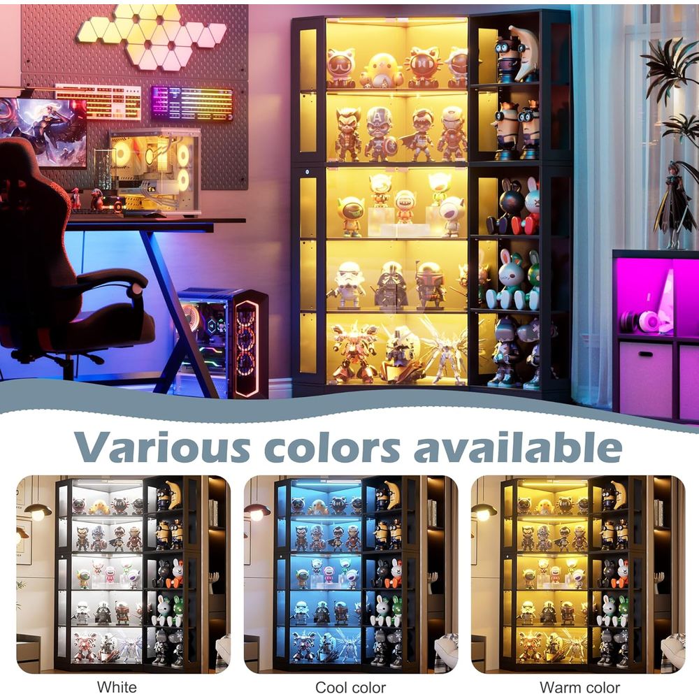 5-Tier LED Lighted Glass Displ - Collectible Collection reseña y precio