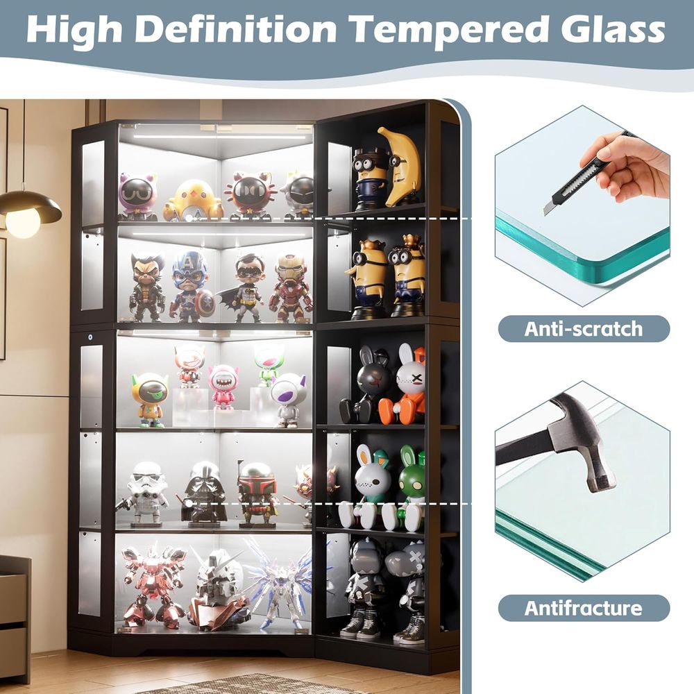 5-Tier LED Lighted Glass Displ - Collectible Collection reseña y precio
