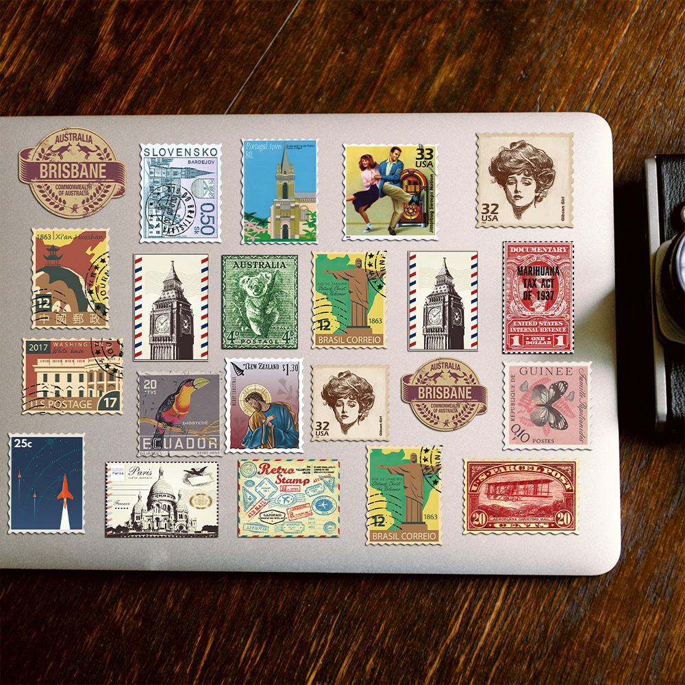 50 Vintage Travel Stamp Sticke - Vintage Collectible Stamps reseña y precio