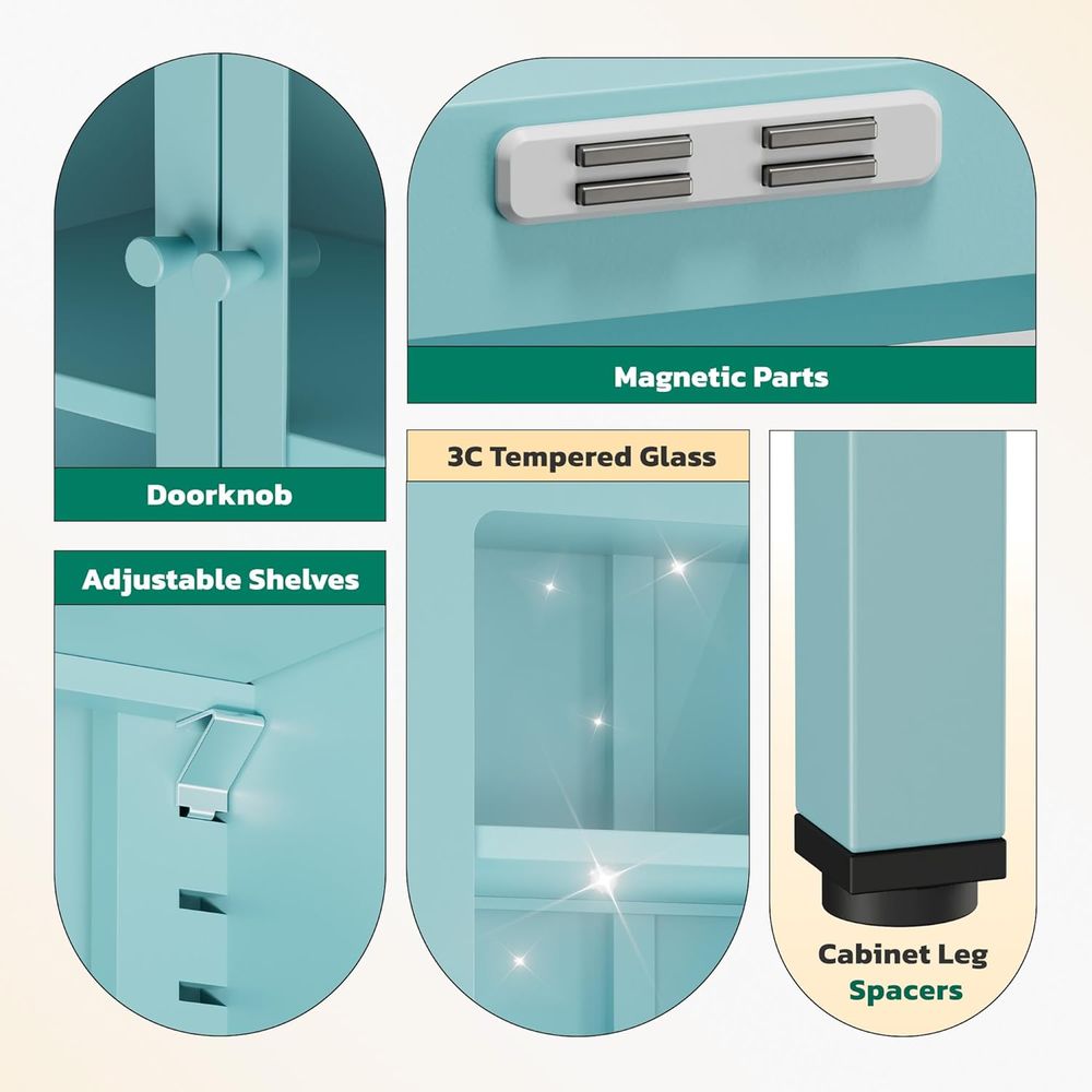Tall Glass Display Cabinet for - Collectible Collection reseña y precio