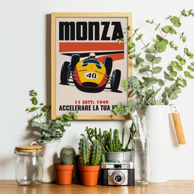 Vintage Monza Racing Poster Cl - Vintage Collectible Furniture reseña y precio