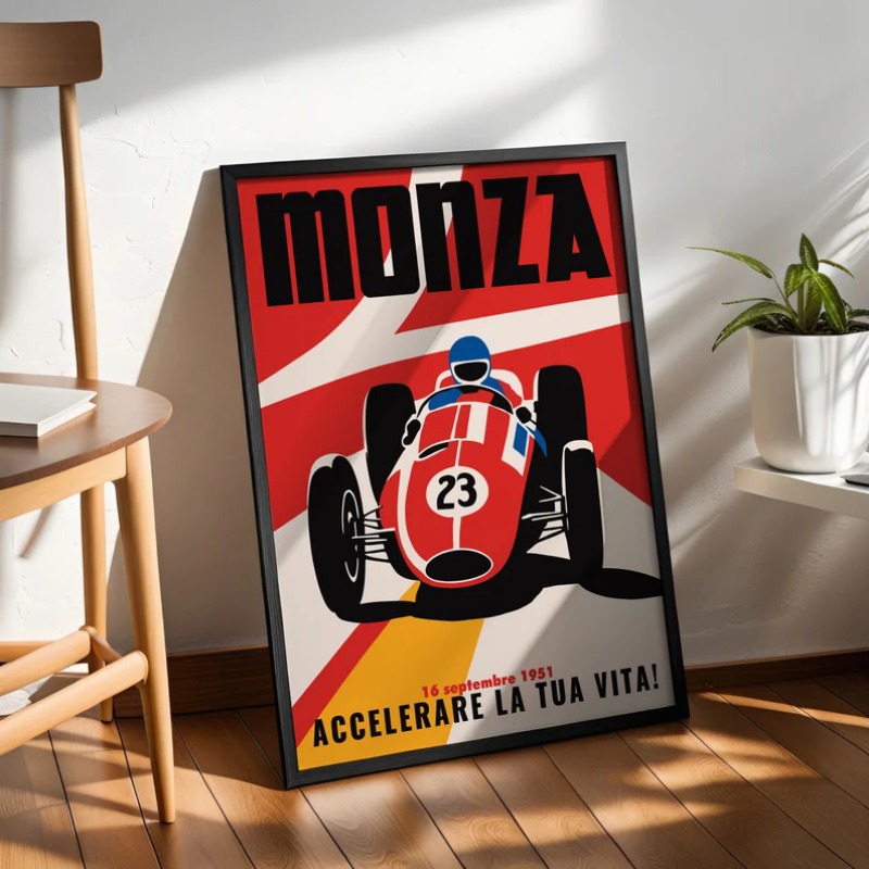 Vintage Monza Racing Poster Cl - Vintage Collectible Furniture reseña y precio