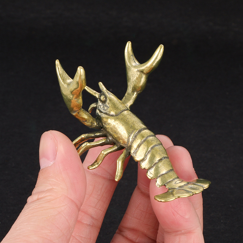 ●Solid Brass Crayfish Ornament - Vintage Collectible Furniture reseña y precio