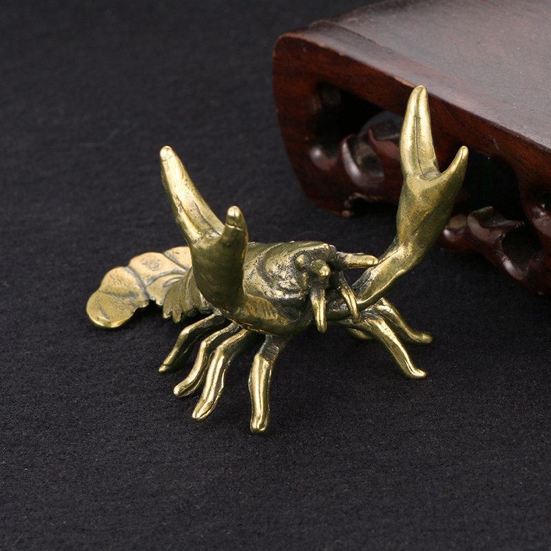 ●Solid Brass Crayfish Ornament - Vintage Collectible Furniture reseña y precio