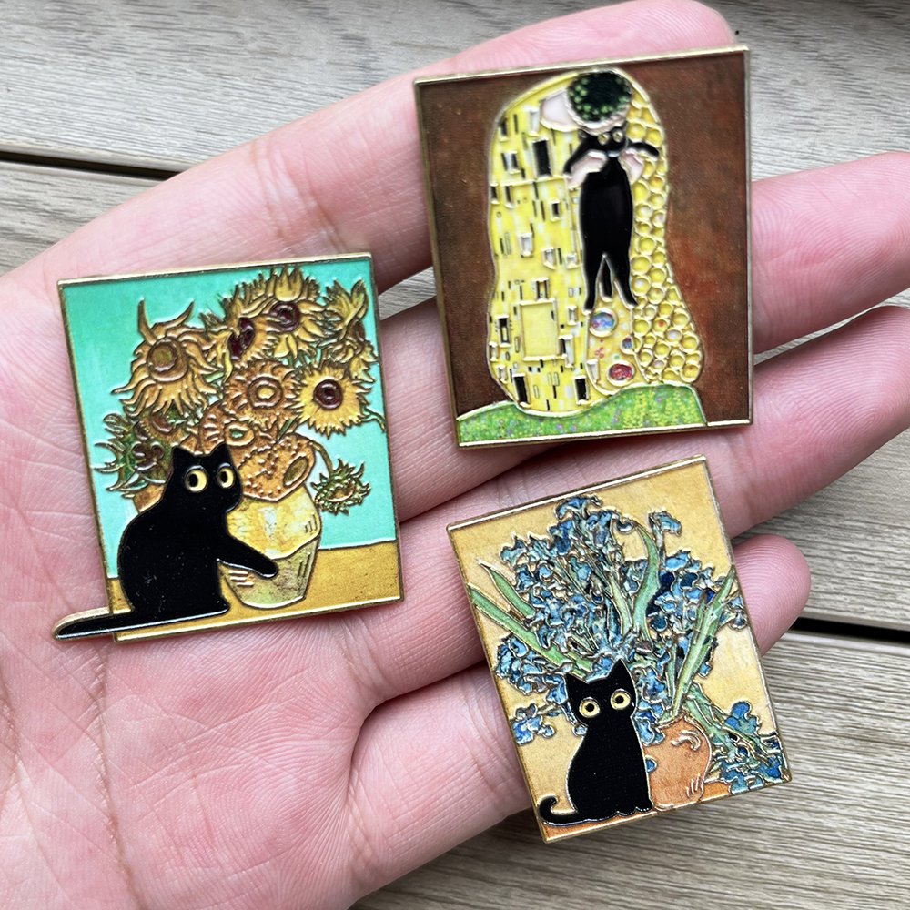 5pcs Famous Painting Black Cat - Collectible Vintage Brooches reseña y precio