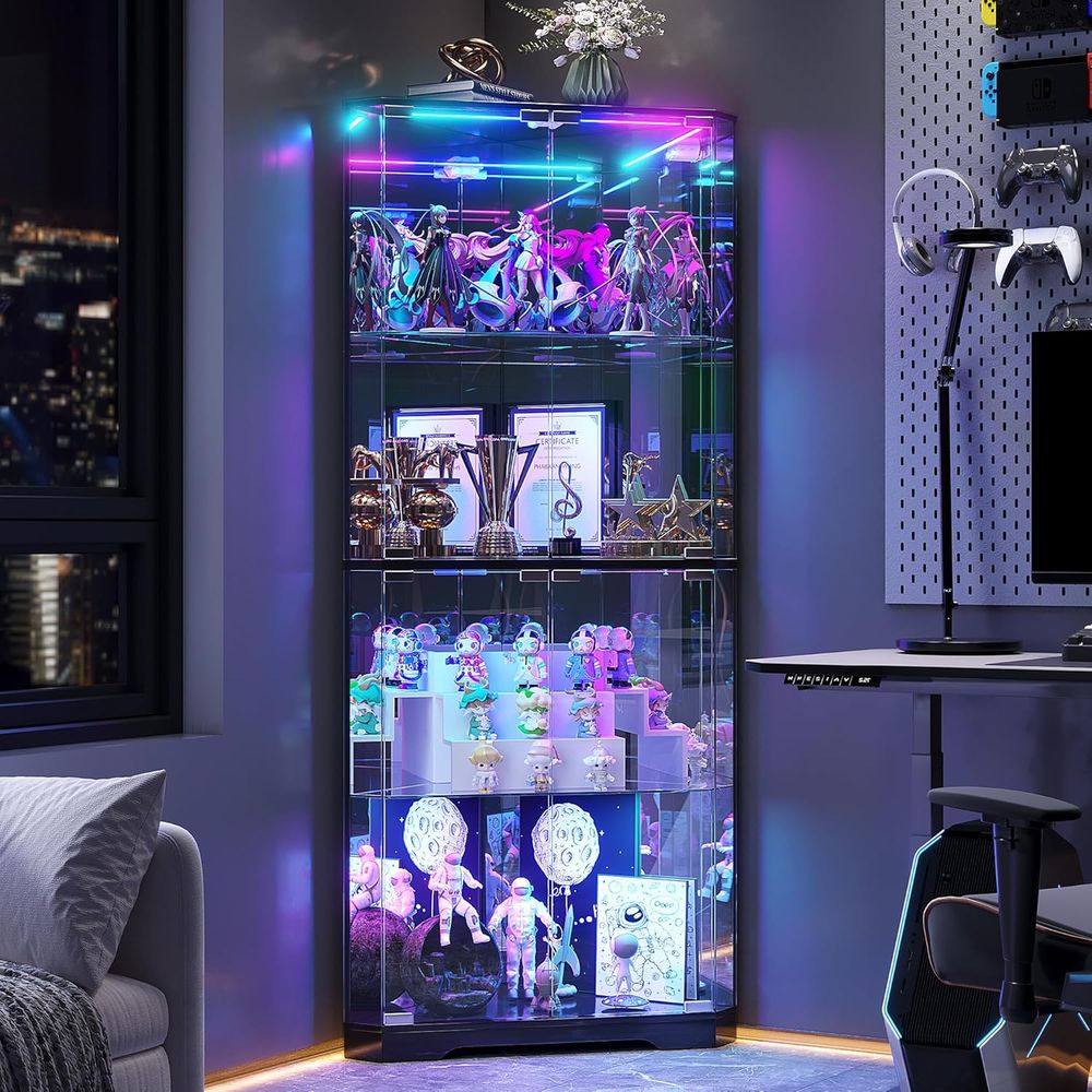 64.7 Tall Glass Curio Cabinet  - Collectible Collection reseña y precio