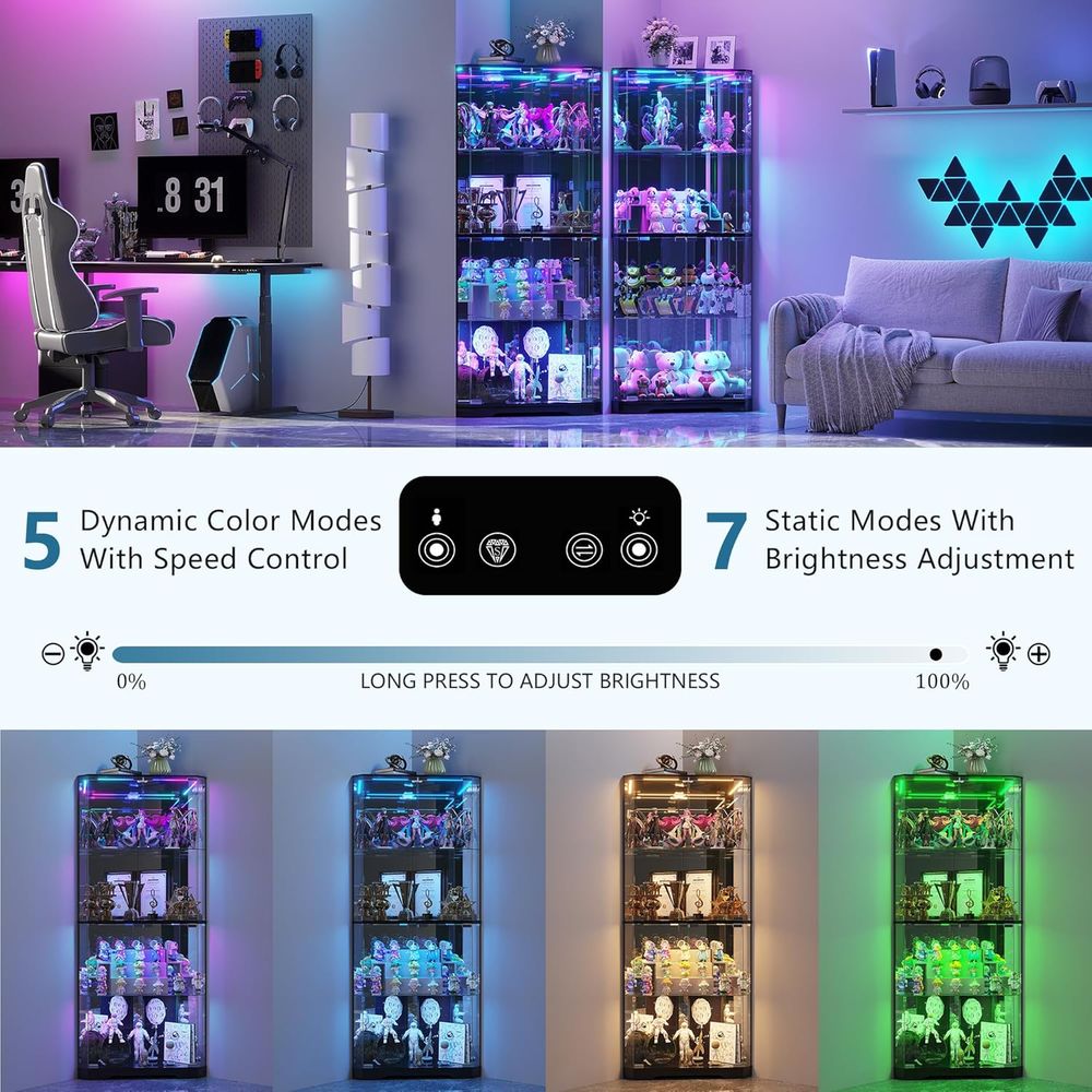 64.7 Tall Glass Curio Cabinet  - Collectible Collection reseña y precio