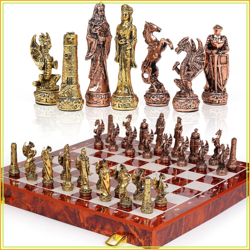 Vintage Metal Chess Set - 15'' - Vintage Collectible Board Games reseña y precio