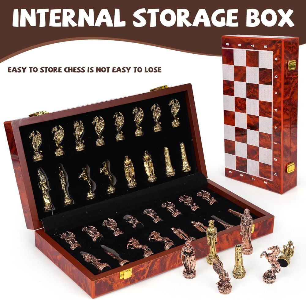 Vintage Metal Chess Set - 15'' - Vintage Collectible Board Games reseña y precio